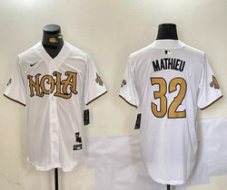 Nike New Orleans Saints #32 Tyrann Mathieu White 2(II) Joint Authentic Stitched baseball jersey