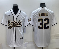 Nike New Orleans Saints #32 Tyrann Mathieu White Joint adults Authentic Stitched baseball jersey