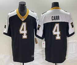 Nike New Orleans Saints #4 Derek Carr Black Thanksgiving F.U.S.E Authentic Stitched NFL Jersey