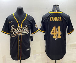 Nike New Orleans Saints #41 Alvin Kamara Black Joint Team Logo Authentic Stitched baseball jersey