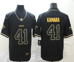 Nike New Orleans Saints #41 Alvin Kamara Black Throwback Gold Number Authentic Stitched NFL Jersey