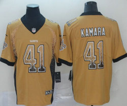 Nike New Orleans Saints #41 Alvin Kamara Gold Drift Fashion Vapor Untouchable Authentic Stitched NFL Jersey