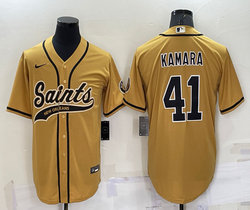 Nike New Orleans Saints #41 Alvin Kamara Gold Joint adults Authentic Stitched baseball jersey