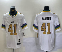 Nike New Orleans Saints #41 Alvin Kamara White Gold number F.U.S.E. Authentic stitched NFL jersey