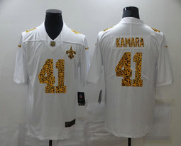 Nike New Orleans Saints #41 Alvin Kamara White leopard grain Authentic Stitched NFL Jersey
