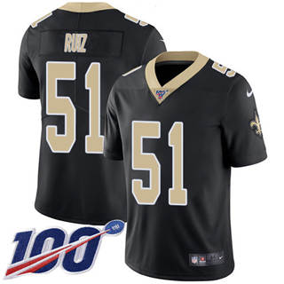 Nike New Orleans Saints #51 Cesar Ruiz 100th Season Black Vapor Untouchable Authentic Stitched NFL Jersey