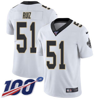 Nike New Orleans Saints #51 Cesar Ruiz 100th Season White Vapor Untouchable Authentic Stitched NFL Jersey