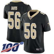 Nike New Orleans Saints #56 DeMario Davis 100th Season Black Vapor Untouchable Limited Authentic Stitched NFL Jersey