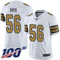 Nike New Orleans Saints #56 DeMario Davis 100th Season White Rush Authentic Stitched NFL Jersey