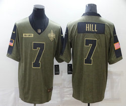 Nike New Orleans Saints #7 Taysom Hill 2021 salute to service Authentic Stitched NFL Jersey