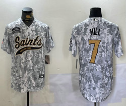 Nike New Orleans Saints #7 Taysom Hill 2024 Salute to Service Joint baseball Jersey