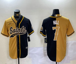 Nike New Orleans Saints #7 Taysom Hill Black and Gold Joint Authentic Stitched baseball jersey