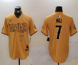 Nike New Orleans Saints #7 Taysom Hill Gold 2(II) Joint 7 front Authentic Stitched baseball jerseys