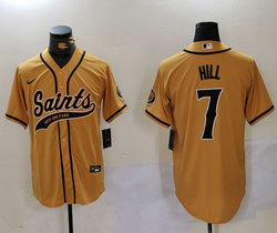 Nike New Orleans Saints #7 Taysom Hill Gold 2(II) Joint Authentic Stitched baseball jersey