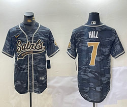 Nike New Orleans Saints #7 Taysom Hill Grey Camo Joint Authentic Stitched baseball jersey