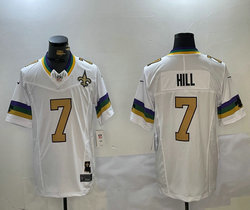 Nike New Orleans Saints #7 Taysom Hill White Fashion team patch F.U.S.E Authentic stitched NFL jersey