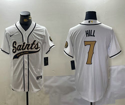 Nike New Orleans Saints #7 Taysom Hill White Joint Authentic Stitched baseball jersey