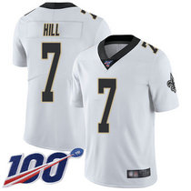 Nike New Orleans Saints #7 Taysom Hill With NFL 100th Season Patch White Vapor Untouchable Limited Authentic Stitched NFL Jersey
