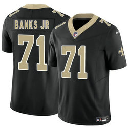 Nike New Orleans Saints #71 Kelvin Banks Jr Black 2025 Draft Authentic Stitched NFL Jersey