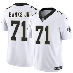 Nike New Orleans Saints #71 Kelvin Banks Jr White 2025 Draft Authentic Stitched NFL Jersey