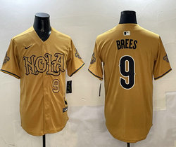 Nike New Orleans Saints #9 Drew Brees Gold 2(II) Joint Stitched baseball jerseys