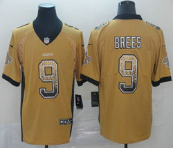 Nike New Orleans Saints #9 Drew Brees Gold Drift Fashion Vapor Untouchable Authentic Stitched NFL Jersey