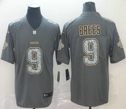 Nike New Orleans Saints #9 Drew Brees Gray Fashion Static Limited Authentic Stitched NFL Jersey