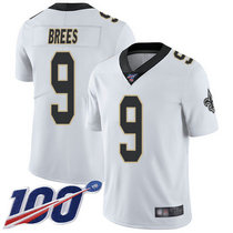 Nike New Orleans Saints #9 Drew Brees With NFL 100th Season Patch White Vapor Untouchable Authentic Stitched NFL jersey