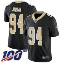 Nike New Orleans Saints #94 Cameron Jordan With NFL 100th Season Patch Black Vapor Untouchable Limited Authentic Stitched NFL Jersey
