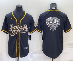 Nike New Orleans Saints Blank Black Joint adults Big Logo Authentic Stitched baseball jersey