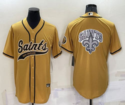 Nike New Orleans Saints Blank Gold Joint adults Big Logo Authentic Stitched baseball jersey