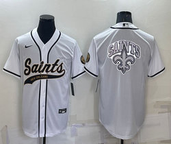 Nike New Orleans Saints Blank White Joint adults Big Logo Authentic Stitched baseball jersey