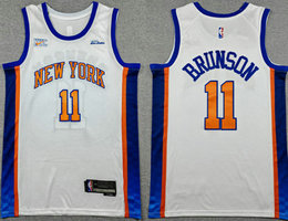 Nike New Yok Knicks #11 Jalen Brunson White City With Advertising Jersey