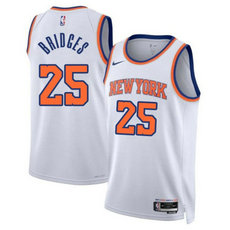 Nike New Yok Knicks #25 Mikal Bridges White Association Edition Swingman Stitched Basketball Jersey