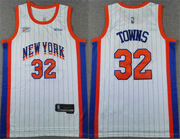 Nike New Yok Knicks #32 Karl-Anthony Towns White 2024-25 City Edition With Advertising Stitched Basketball Jersey