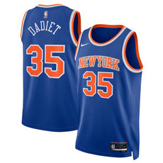 Nike New Yok Knicks #35 Pacome Dadiet Blue 2024 Draft Icon Edition Swingman Stitched Basketball Jersey