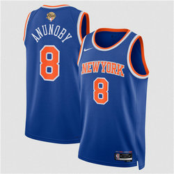 Nike New Yok Knicks #8 OG Anunoby Blue 2026 Finals Patch Stitched NBA jersey