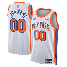Nike New Yok Knicks Active Player Custom White 2024-25 City Stitched NBA Jersey