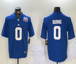 Nike New York Giants #0 Brian Burns Blue 100th Patch Vapor Untouchable NFL Jersey