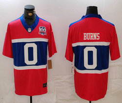 Nike New York Giants #0 Brian Burns Red 100th logo Throwback Stitched Football Jersey