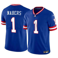 Nike New York Giants #1 Malik Nabers Blue Throwback Stitched Football Jersey