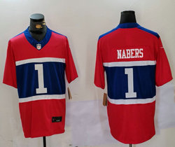 Nike New York Giants #1 Malik Nabers Red Throwback Stitched Football Jersey