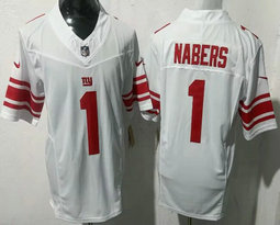 Nike New York Giants #1 Malik Nabers White Stitched Football Jersey