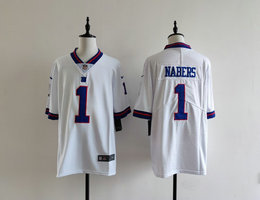 Nike New York Giants #1 Malik Nabers White Throwback Stitched Football Jersey