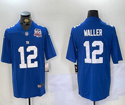 Nike New York Giants #12 Darren Waller Blue 100 patch Vapor Untouchable Authentic Stitched NFL Jersey