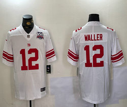 Nike New York Giants #12 Darren Waller White 100 patch Vapor Untouchable Authentic Stitched NFL Jersey
