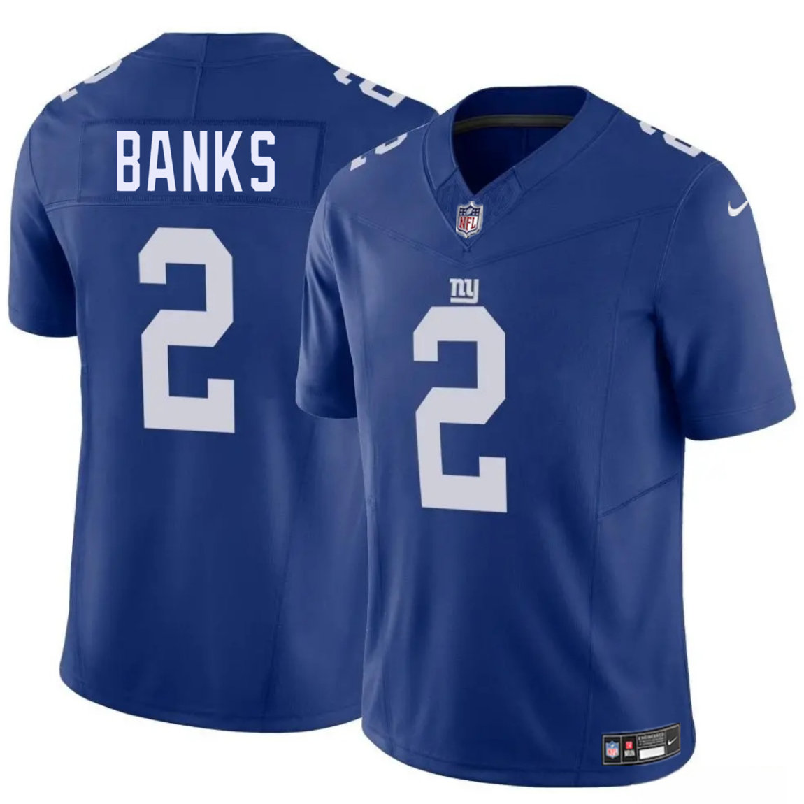 Nike New York Giants #2 Deonte Banks Blue Vapor Untouchable Authentic Stitched NFL Jersey