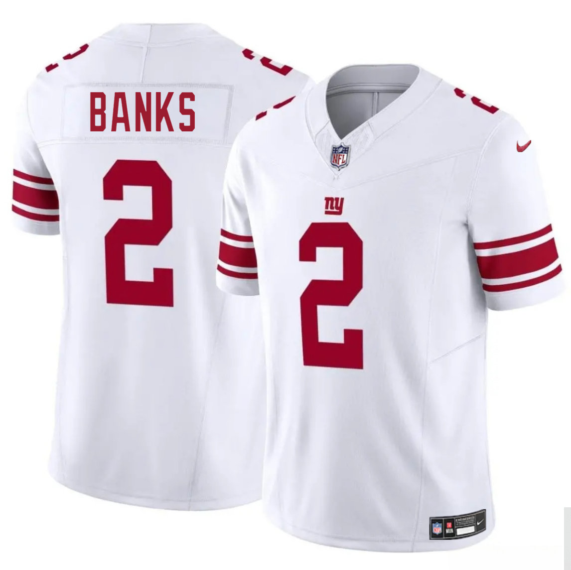 Nike New York Giants #2 Deonte Banks White Vapor Untouchable Authentic Stitched NFL Jersey
