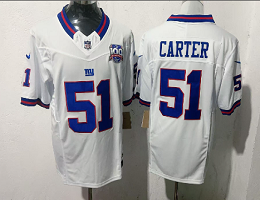 Nike New York Giants #51 Abdul Carter White 100th Authentic Stitched NFL Jersey