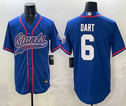 Nike New York Giants #6 Jaxson Dart Blue Joint Authentic Stitched baseball jersey